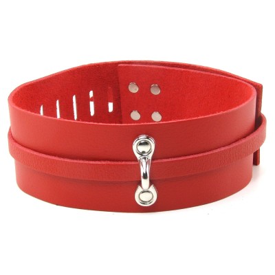 Bondage Basics Leather Collar in Red