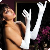 White Satin Opera Gloves in OS